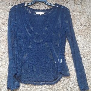 Dark blue see through shirt